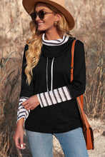 Load image into Gallery viewer, Striped Splicing High Neck Sweatshirt
