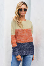 Load image into Gallery viewer, Color Block Netted Texture Pullover Sweater
