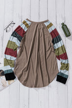Load image into Gallery viewer, Color Block Long Sleeves Brown Pullover Top
