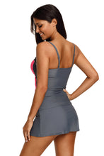 Load image into Gallery viewer, Rosy Grey Ruched Tankini and Skirted Swimsuit
