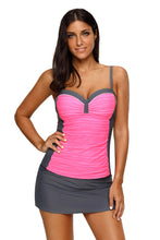 Load image into Gallery viewer, Rosy Grey Ruched Tankini and Skirted Swimsuit
