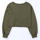 Green Drop Shoulder Cropped Sweatshirt
