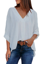 Load image into Gallery viewer, V Neck 3/4 Sleeve High Low Hem Shirt
