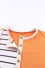 Load image into Gallery viewer, Stripe Color Block Splicing Long Sleeve Henley Top
