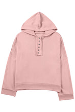 Load image into Gallery viewer, Casual Button Solid Patchwork Trim Hoodie
