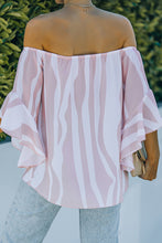 Load image into Gallery viewer, Off The Shoulder Vertical Stripes Blouse in Pink
