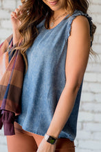 Load image into Gallery viewer, Ruffled Denim Tank Top
