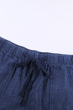 Load image into Gallery viewer, Dark Blue Casual Pocketed Frayed Denim Shorts
