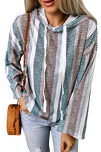 Load image into Gallery viewer, Multicolor Striped Drop Shoulder Textured Knit Hoodie
