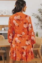 Load image into Gallery viewer, Vintage Floral Print Drawstring Flowy Dress
