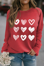 Load image into Gallery viewer, Hearts Print Crewneck Long Sleeve Sweatshirt
