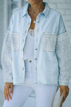 Load image into Gallery viewer, Contrast Leopard Denim Jacket
