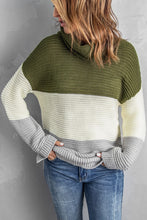 Load image into Gallery viewer, Turtleneck Color Block Pullover Sweater
