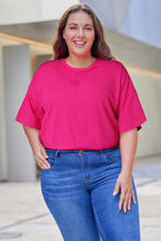 Load image into Gallery viewer, Plus Size Ribbed 3/4 Sleeves Flowy Top
