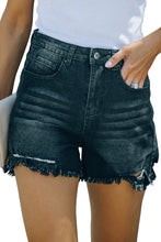 Load image into Gallery viewer, High Waist Frayed Denim Shorts
