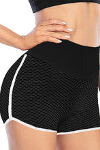 Load image into Gallery viewer, High Waist Honeycomb Contrast Stripes Butt Lifting Yoga Shorts
