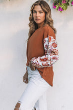 Load image into Gallery viewer, Paisley Contrast Bubble Sleeve Ribbed Top
