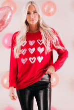 Load image into Gallery viewer, Hearts Print Crewneck Long Sleeve Sweatshirt
