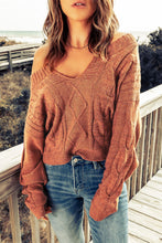 Load image into Gallery viewer, Loose Fit Knit V Neck Cropped Sweater
