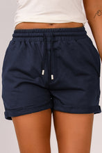 Load image into Gallery viewer, Tie Waist Side Pockets Cuffed Lounge Shorts
