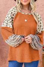 Load image into Gallery viewer, Leopard Colorblock Waffle Knit Top
