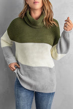 Load image into Gallery viewer, Turtleneck Color Block Pullover Sweater
