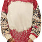 Red Tie Dye Leopard Drop Shoulder Sweatshirt