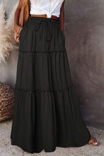 Load image into Gallery viewer, Frill Tiered Drawstring Waist Maxi Skirt
