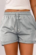 Load image into Gallery viewer, Tie Waist Side Pockets Cuffed Lounge Shorts
