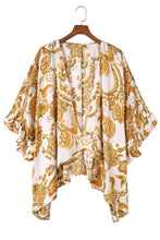 Load image into Gallery viewer, Draped Paisley Print Open Front Overlay Top with Ruffles
