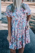 Load image into Gallery viewer, Short Sleeves Floral Print Tiered Ruffled Dress
