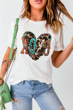 Load image into Gallery viewer, XOXO Heart Shaped Print Crew Neck Graphic Tee
