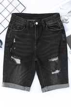 Load image into Gallery viewer, Roll-up Distressed Bermuda Denim Shorts

