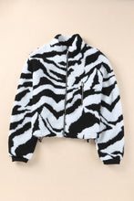 Load image into Gallery viewer, Zebra Teddy Zip-up High Neck Jacket
