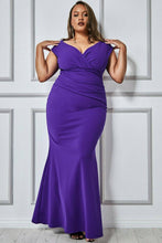 Load image into Gallery viewer, Plus Size Fit and Flare Pleated V Neck Maxi Dress

