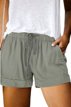 Load image into Gallery viewer, Gray Black/Red/Blue/Green/Gray/Apricot Elastic Waist Drawstring Pocket Shorts
