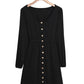 Black Button Up High Waist Long Sleeve Dress