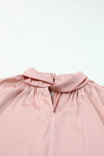 Load image into Gallery viewer, Twist High Neck Puff Sleeve Satin Blouse
