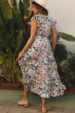 Load image into Gallery viewer, Layered Ruffle Sleeves Long Floral Dress
