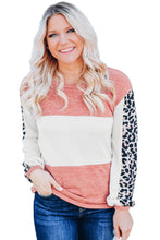 Load image into Gallery viewer, Leopard Color Block Knitted Long Sleeve Top
