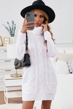 Load image into Gallery viewer, Cowl Neck Cable Knit Sweater Dress
