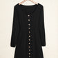 Black Button Up High Waist Long Sleeve Dress