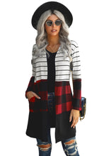 Load image into Gallery viewer, Plaid Colorblock Striped Cardigan
