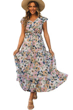 Load image into Gallery viewer, Layered Ruffle Sleeves Long Floral Dress
