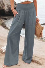 Load image into Gallery viewer, Smocked Wide Waistband High Waist Wide Leg Pants
