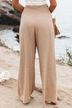 Load image into Gallery viewer, Khaki Smocked Wide Waistband High Waist Wide Leg Pants
