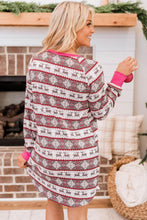 Load image into Gallery viewer, Christmas Pattern Henley Pajama Dress
