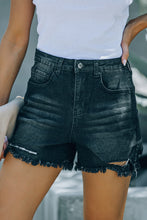 Load image into Gallery viewer, High Waist Frayed Denim Shorts
