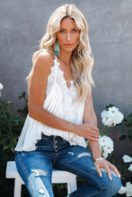 Load image into Gallery viewer, Lace Splicing Ruffled V Neck Cami Top
