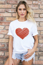 Load image into Gallery viewer, Heart Shape Glitter Patter Print Short Sleeve T Shirt
